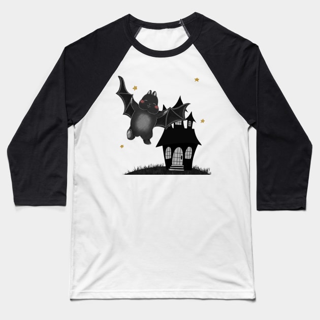 Black Bat Rabbit Fly Bunniesmee Baseball T-Shirt by GambarGrace